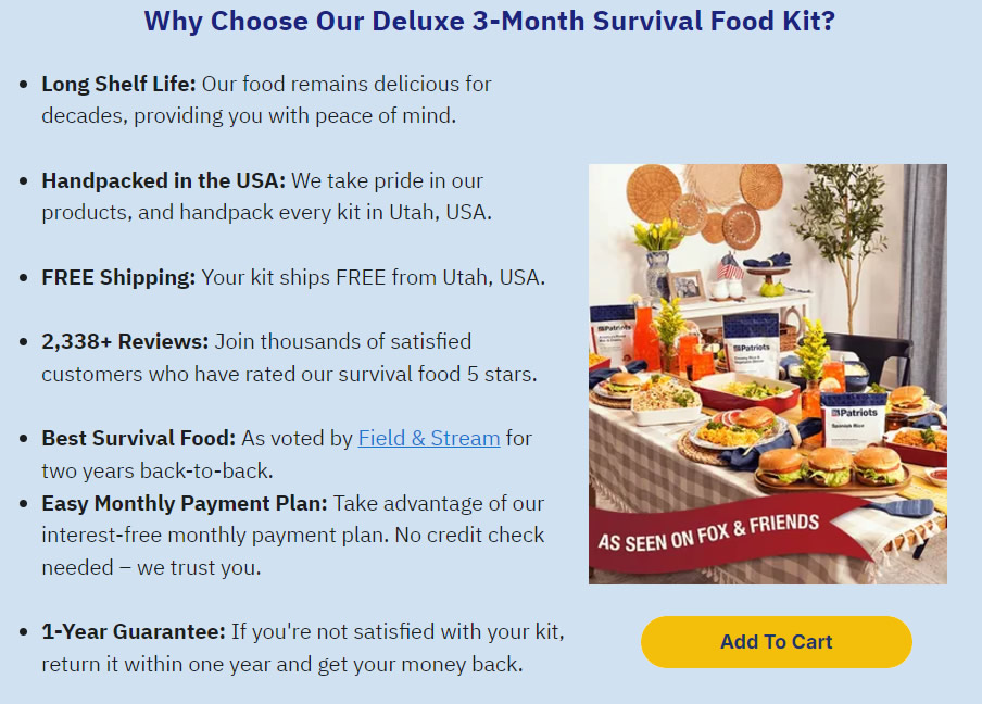 4Patriots 3 Month Food Supply review and emergency food kit