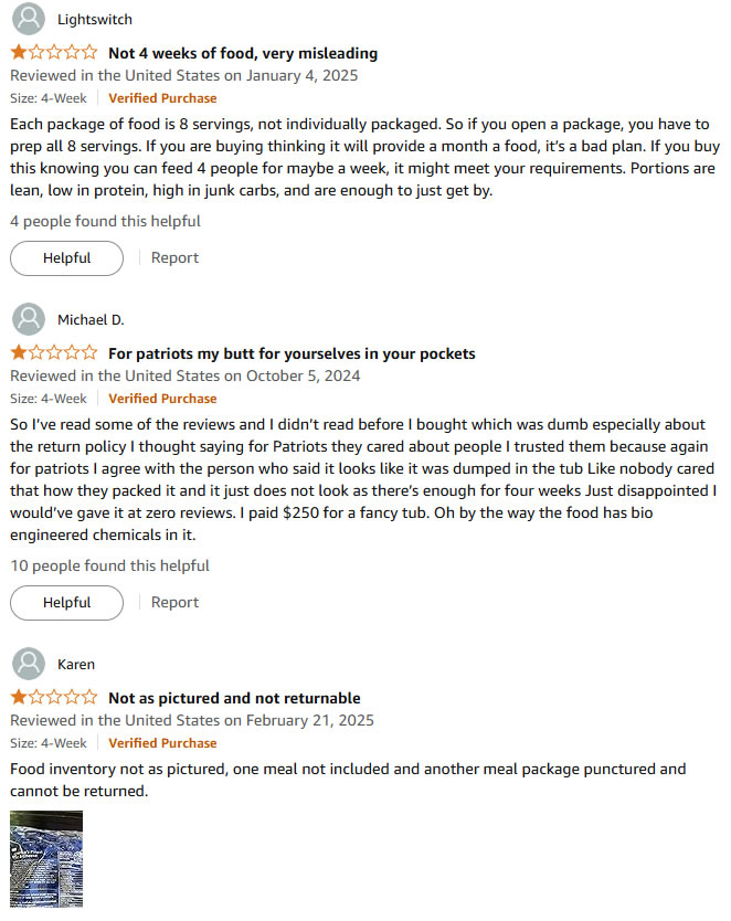 4Patriots 1 Year Food Supply Review & Complaints plus Costs & Customer Reviews